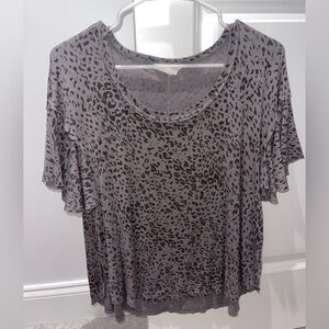 Love Riche Charcoal Leopard Print Short Sleeve Top